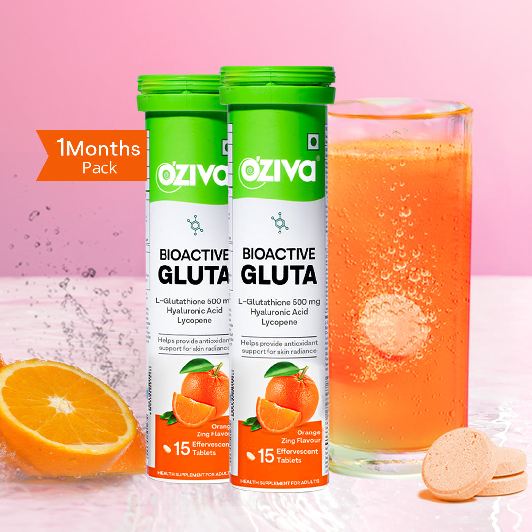 oziva glutathione review Buy Oziva Plant Based Collagen Builder + Berry Orange & Bioactive Gluta  Fizzy Strawberry Tablets Online main image 0