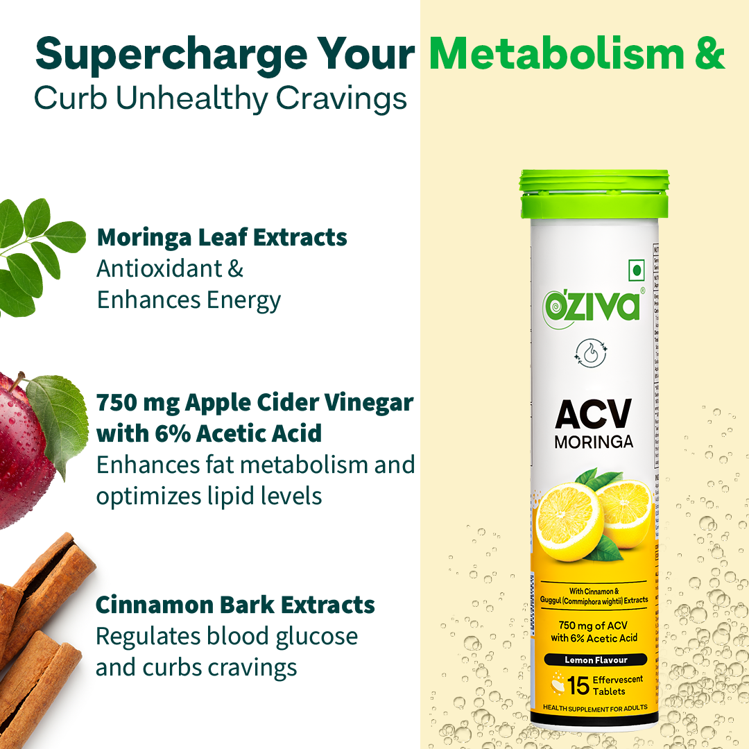 ACV (Apple Cider Vinegar) Moringa For Weight Management | 15 Effervescent Tablets - Lemon