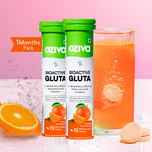 Bioactive Gluta Fizzy-5 Potent Antioxidants | Glutathione tablets For Radiance & Hydration| With Hyaluronic Acid, Lycopene, Astaxanthin - Orange zing